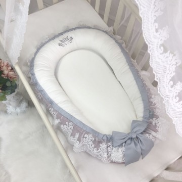 Protecție somn – Baby Nest din satin si dantela, Fancy pink